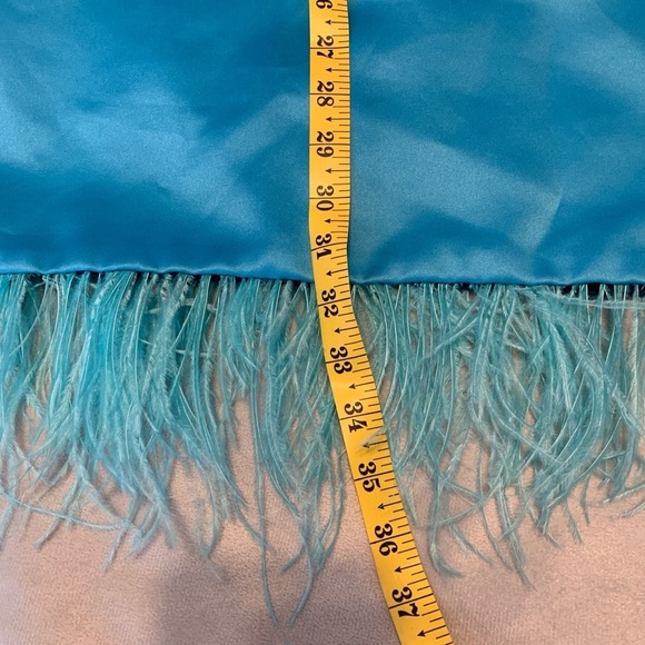 Camilyn Beth the Sheila strapless babydoll mini dress feather trim pool blue 16 - Picture 4 of 7